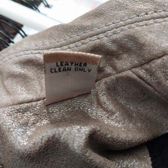 I.E.! GOLDEN TAN/BEIGE SHIMMER, FINE GENUINE LEATHER CROPPED JACKET, COAT! SZ S - Picture 10 of 12